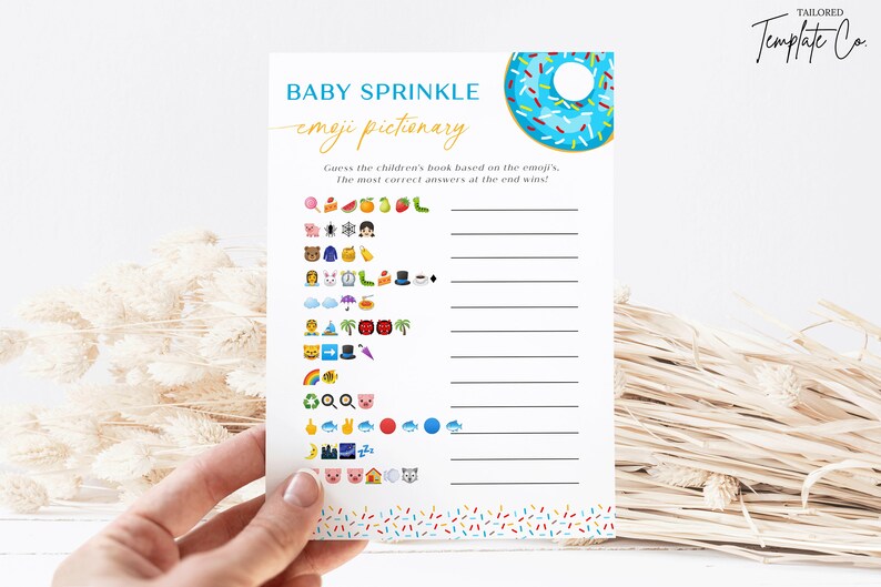 Baby Sprinkle Emoji Pictionary Game Template Boy Baby Sprinkle Boy Baby