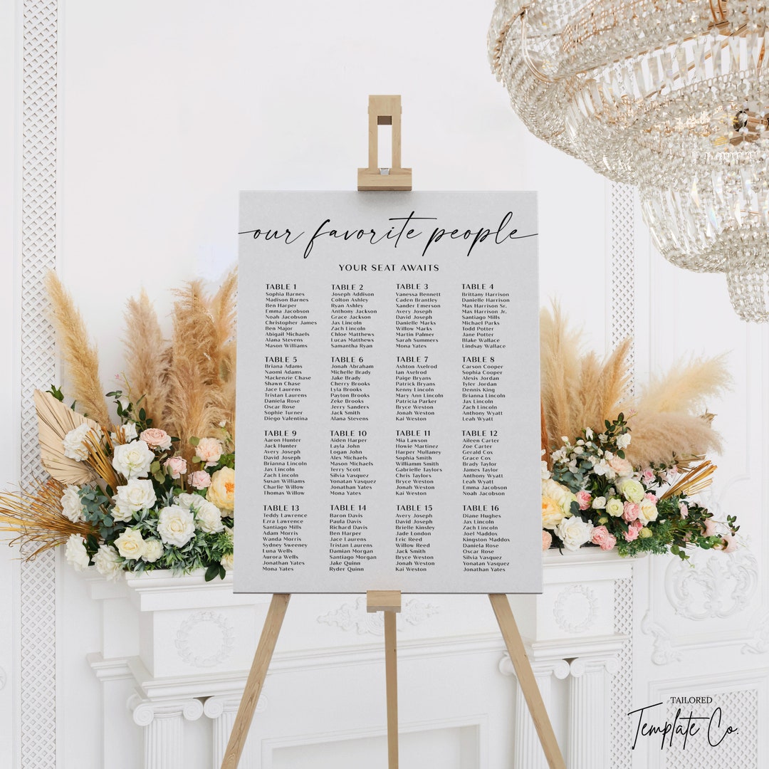Seating Chart Sign Template Printable Wedding Sign Minimalist Wedding ...