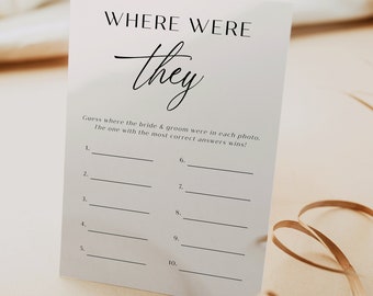 Minimalist Where Were They? Game Template for Bridal Shower | Modern Minimalist Bridal Shower | Black & White Bridal Shower Games | EVELYN