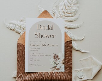 Boho Bridal Shower Invitation Template | Modern Bridal Shower Invitation | 100% Fully Customizable Template | B6