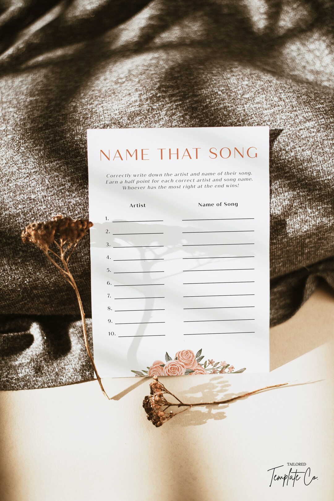 Name That Song Game Template for Bridal Showers Summer - Etsy