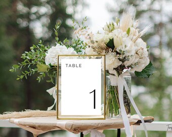 Wedding Table Number Sign Template | Minimalist Wedding Table Number Sign | Table Number Template | Includes 4x6" and 5x7"