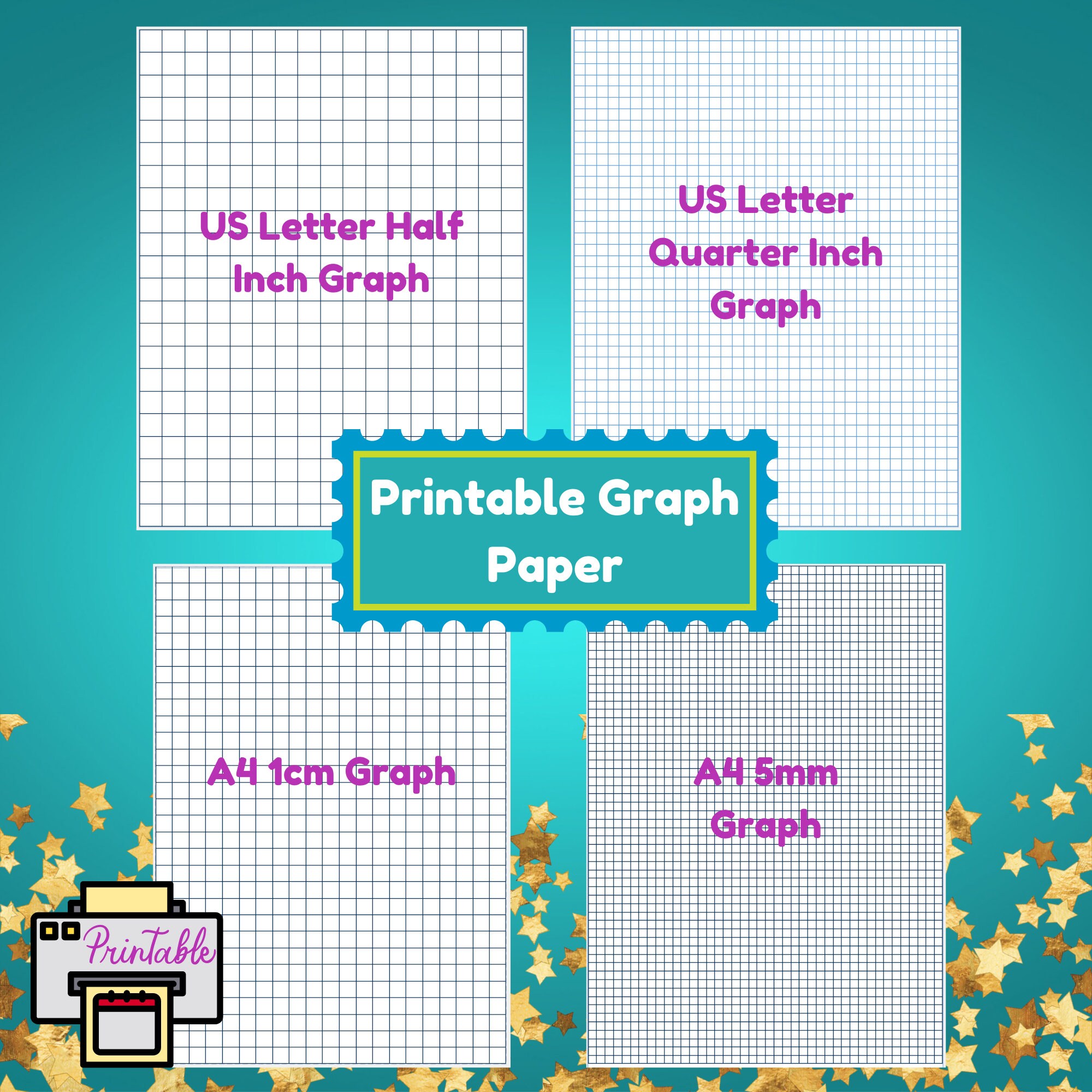 Printable Graph Grid Squared Paper 5mm 10mm Quarter Inch - Etsy