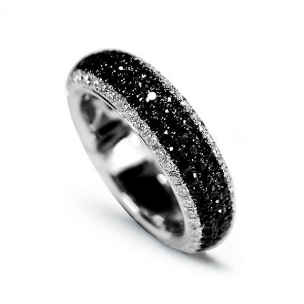 Half Eternity Engagement Band, 2.6Ct Black Diamond Ring, 14K White Gold, Anniversary Ring, Birthday Gift, Wedding Band, Gift For Her & Him