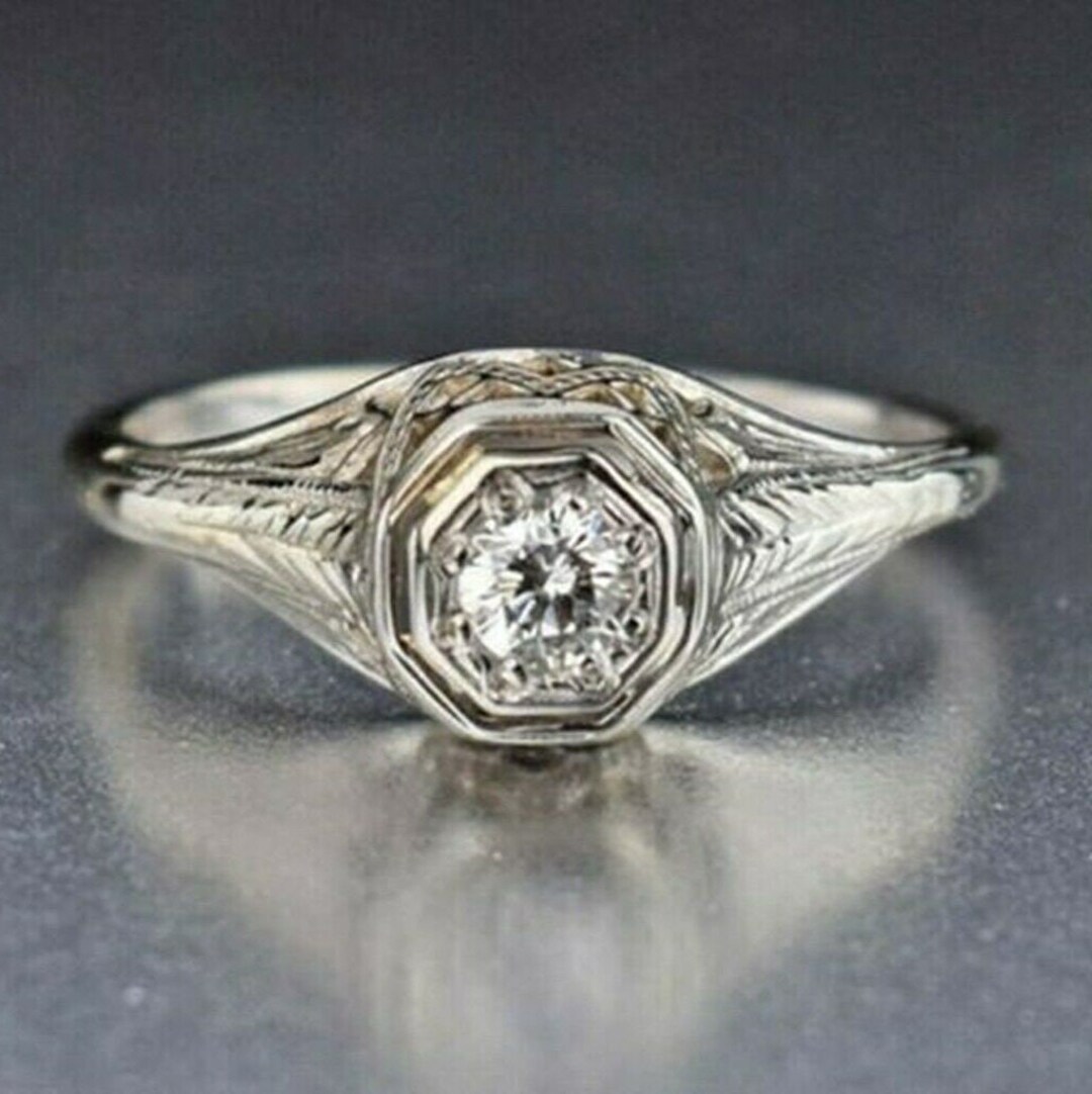 Engagement Promise Ring, 14k White Gold Ring, Solitaire Wedding Ring, 1 ...