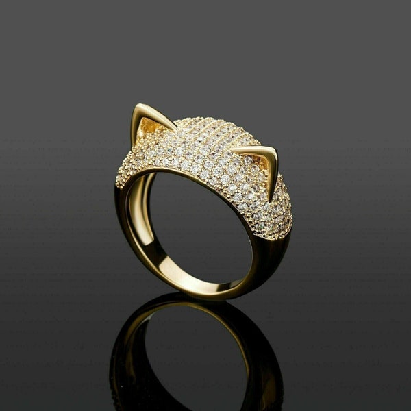 Cute Cut Ring, Engagement Promise Ring, Gift For Women, Custom Gift Ring, Wedding Ring, 14K Yellow Gold Plated, 1.8Ct Simulated Diamond Ring