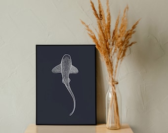 Giclee Art Print of a Leopard Shark ~ High Quality Fine Art/Giclée Print, Hand drawn in a pointillism style