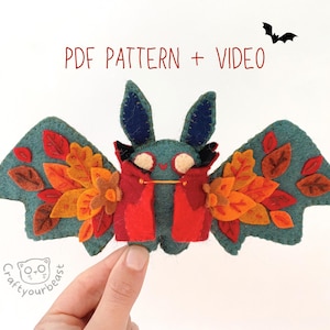 Bat Plushie Sewing Pattern - Amigurumi Pattern - Felt Garland - Bat Wings Craft - Felt Toys Pattern - Video tutorial - Instant Download