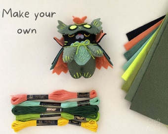 PDF sewing pattern and video tutorial DIY of an halloween swamp cat plushie amigurumi stuffed animal