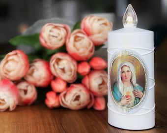 LED Battery Operated Outdoor Flameless Candles Lumada Mary Immaculate heart