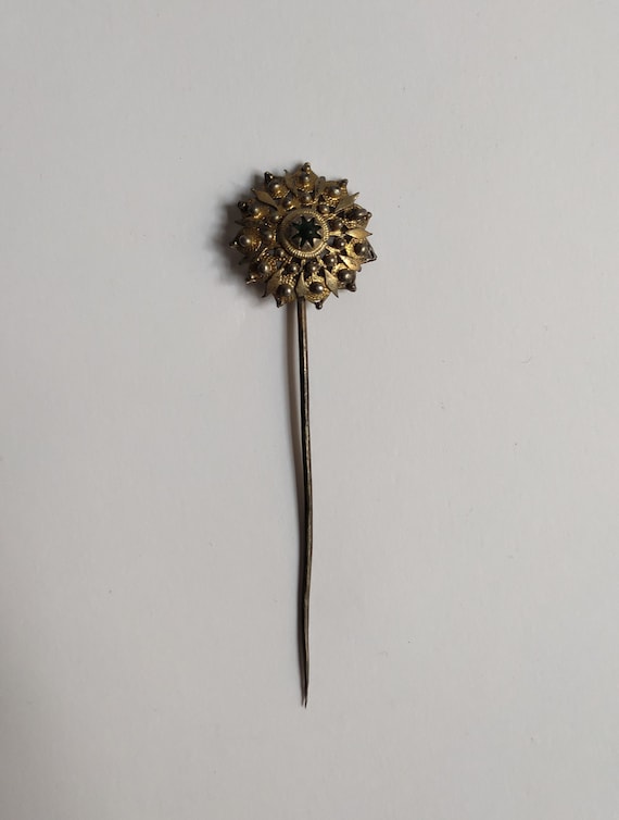 Antique Gold Plated Silver Alloy Balkan Pin/Brooc… - image 1