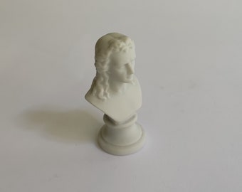 Antique Biscuit Porcelain Miniature Figurine - Bust Of Schiller