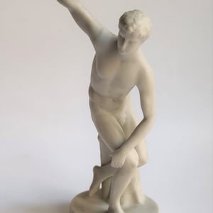 Antique Biscuit Porcelain Figurine - Antique Discobolus - 19TH Century