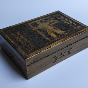 Vintage handgemaakte kunst modernistische kast houten kist - mijnbouw - mijnwerker