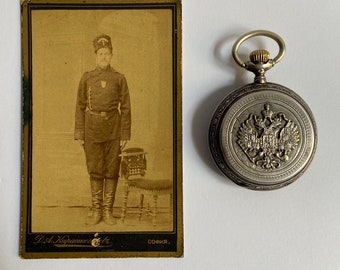 Antique Russian Imperial Award Silver .84 Pocket Watch With Imperial Coat Of Arms