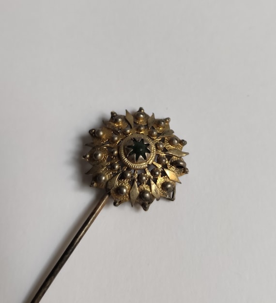 Antique Gold Plated Silver Alloy Balkan Pin/Brooc… - image 2