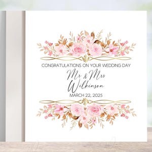 Personalised Wedding card. Custom just married wedding card gift to send your congratulations to the Newlywed. Mr & Mrs card to gift