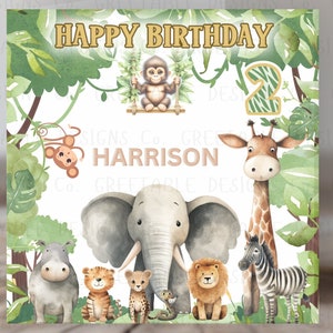 Safari Birthday card, Personalised Boys card, safari 1st birthday card custom made for the birthday boy. Edit name and age birthday Keepsake