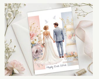 Elegant Wedding Greeting Card: Bride & Groom Illustration, Keepsake Card