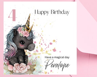 Personalised Birthday card, personalised birthday gift. Unicorn card, Custom made for the birthday Girl. Girls birthday card, Keepsake