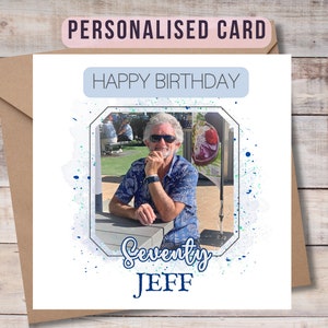 Personalised Photo Birthday card, personalised birthday gift. Custom made for the birthday Boy.  Keepsake 15cm square card