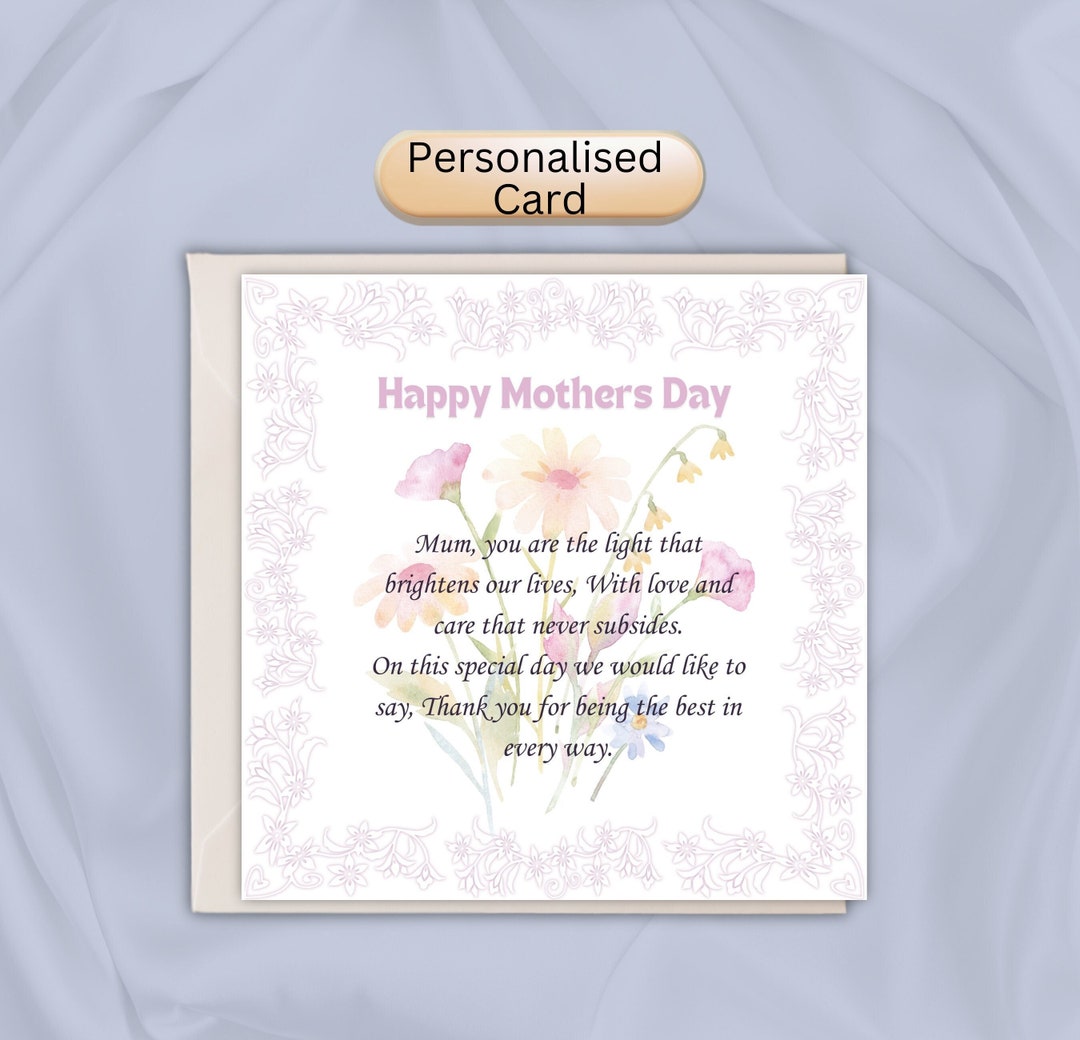 Personalized Floral Mothers Day Card - Etsy