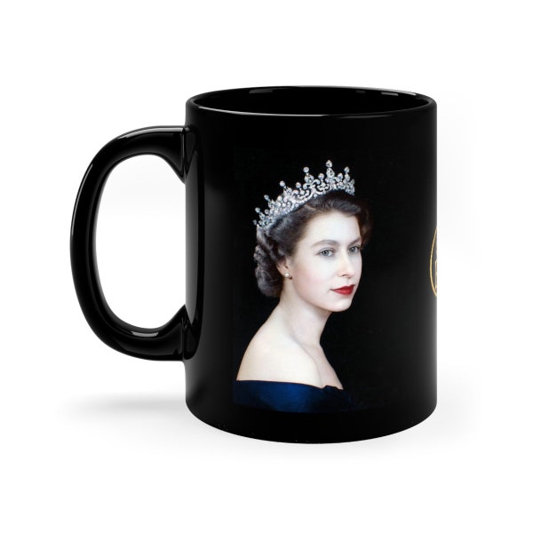 Queen Elizabeth II 11oz Black Mug