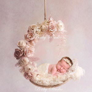 Newborn Digital Backdrop, Digital Backdrop Newborn, Newborn Digital Background, Hanging Flower Swing, Roses, Girl