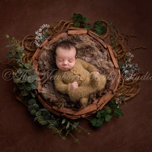 Newborn Digital Backdrop Woodland bowl photography prop,Real props
