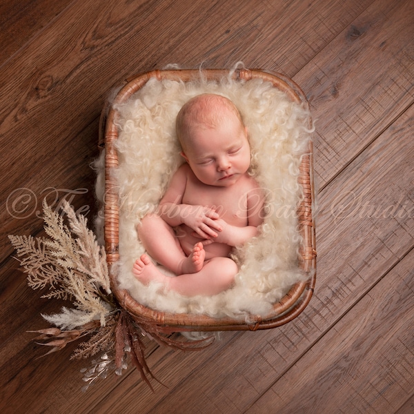 Cane basket digital backdrop newborn, newborn digital backdrop, digital background newborn, wooden floor, rustic, basket, photography prop