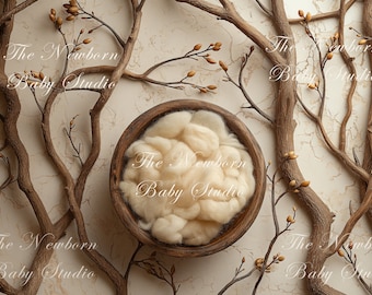 Newborn Digital Backdrop, Newborn Digital Background, Digital Backdrop Newborn, Woodland, Branches, Nature, Boy, Girl