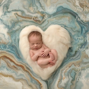 Newborn Digital Backdrop Heart ,Newborn Digital Background, Blue Heart background, Sea, blue, Love