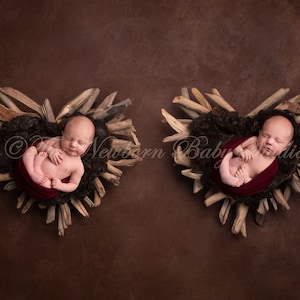 Twins Newborn Digital Backdrop, Newborn Digital Backdrop Twins, Twin Hearts Newborn Digital Backdrop, Rustic digital backdrop twins
