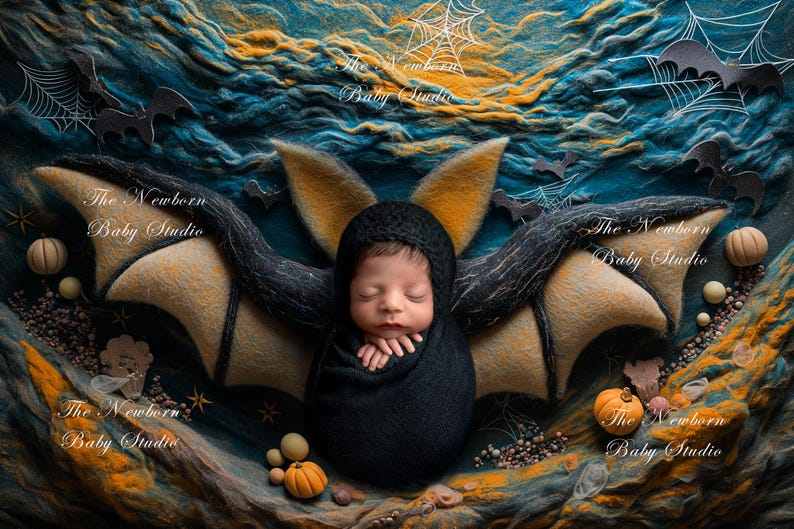 Newborn Digital Backdrop Halloween, Bat Backdrop for Newborn, Halloween ...