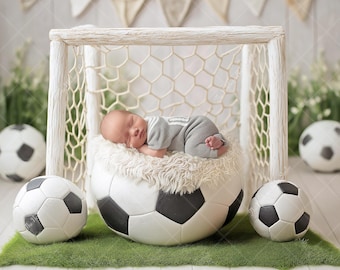 Football Newborn Digital Backdrop | Baby Photo Prop Goal Scene | Sports Photography Background | Soccer Newborn Digital Backdrop