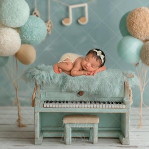Newborn Digital Backdrop Piano | Spring Baby Photography Prop | Musical Digital Backdrop for Newborn | Photoshop Composite Background