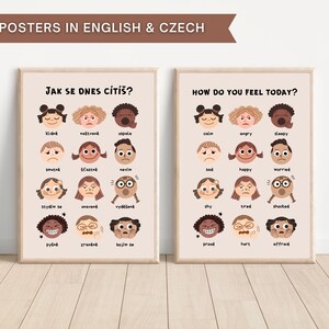 Pôster de emoções, pôster infantil inspirado em Montessori, Como você se sente hoje, idioma CHECO, impressão minimalista, DOWNLOAD DIGITAL, pdf, png