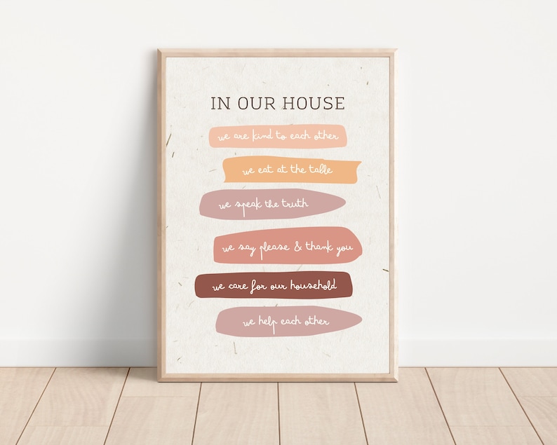 Our House Rules Poster, Montessori poster, Family Rules, Montessori decor, CZ, U nás doma, Minimalist Printable, DIGITAL DOWNLOAD, pdf, png image 5