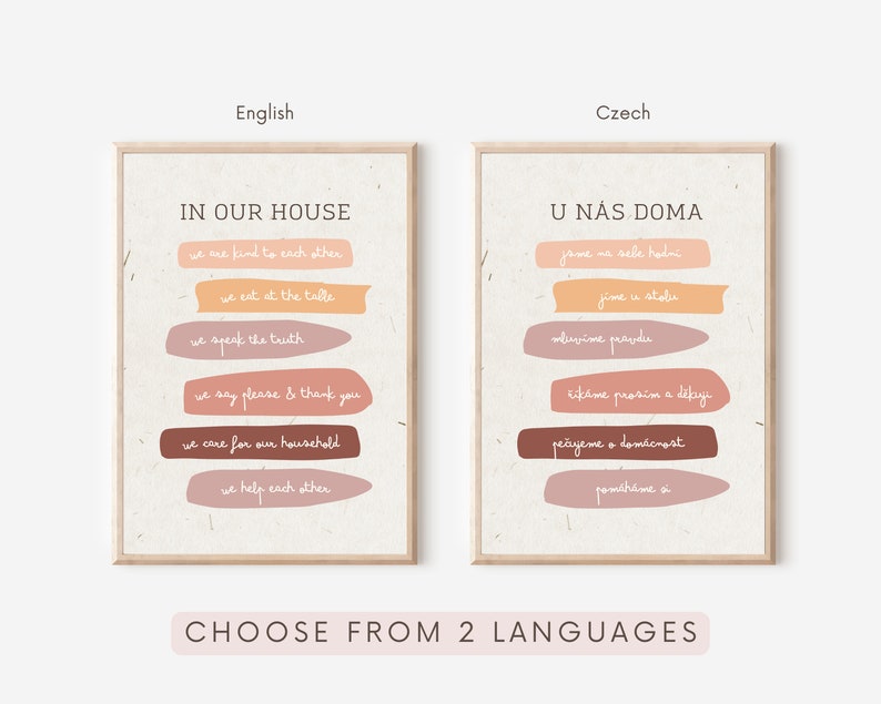Our House Rules Poster, Montessori poster, Family Rules, Montessori decor, CZ, U nás doma, Minimalist Printable, DIGITAL DOWNLOAD, pdf, png image 7