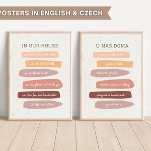 Our House Rules Poster, Montessori poster, Family Rules, Montessori decor, CZ, U nás doma, Minimalist Printable, DIGITAL DOWNLOAD, pdf, png image 2