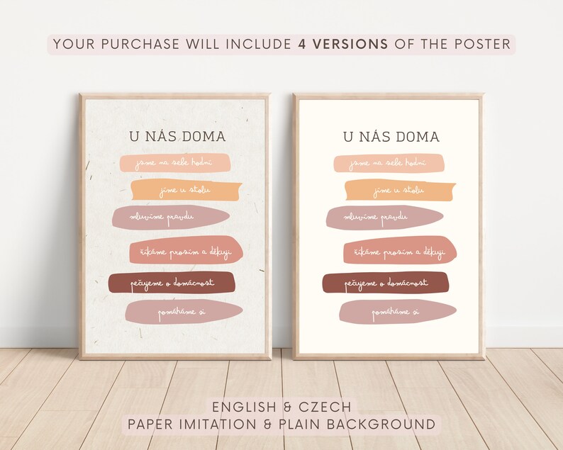 Our House Rules Poster, Montessori poster, Family Rules, Montessori decor, CZ, U nás doma, Minimalist Printable, DIGITAL DOWNLOAD, pdf, png image 4