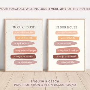 Our House Rules Poster, Montessori poster, Family Rules, Montessori decor, CZ, U nás doma, Minimalist Printable, DIGITAL DOWNLOAD, pdf, png image 3