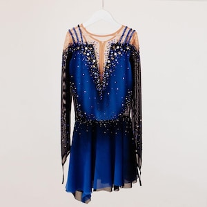 Customize Blue Ice Figure Skating Dress Girls Women Blue Competition skating dress Quality Crystals Ice Wear
