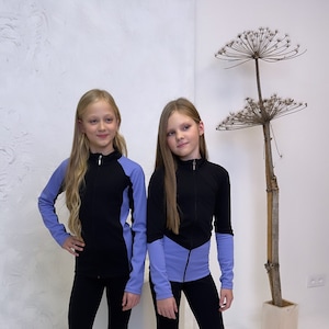 Black figure skating Jacket with violet color detail , Customized thermal jacket for ice skater, gift for him
