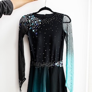 Black Custom Figure Skating Dress for Women: Ice Competition Outfit - Elegant, Performance-Ready Skating Dress