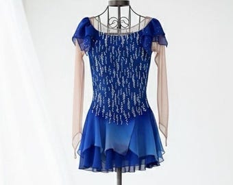 Blue Figure Skating Dress – Ice Skating Competition Costume – Custom Made