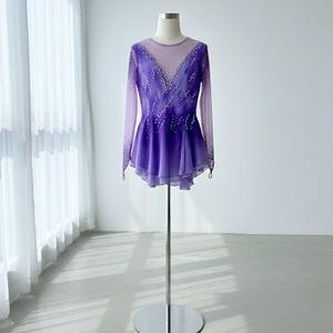 Puprle ombre colors figure skating dress, ice competition dress, Roller skate outfit, Show dance. image 3