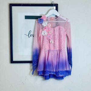 Pink and Purple Custom Figure Skating Dress for Girls – Handmade Competition Costume
