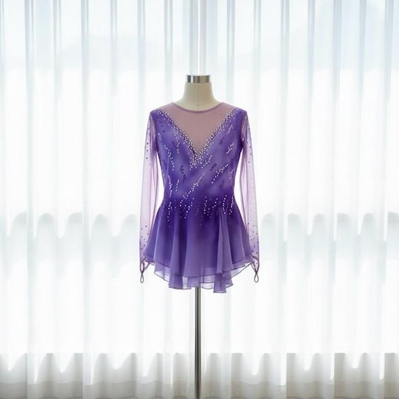 Puprle ombre colors figure skating dress, ice competition dress,  Roller skate outfit, Show dance.