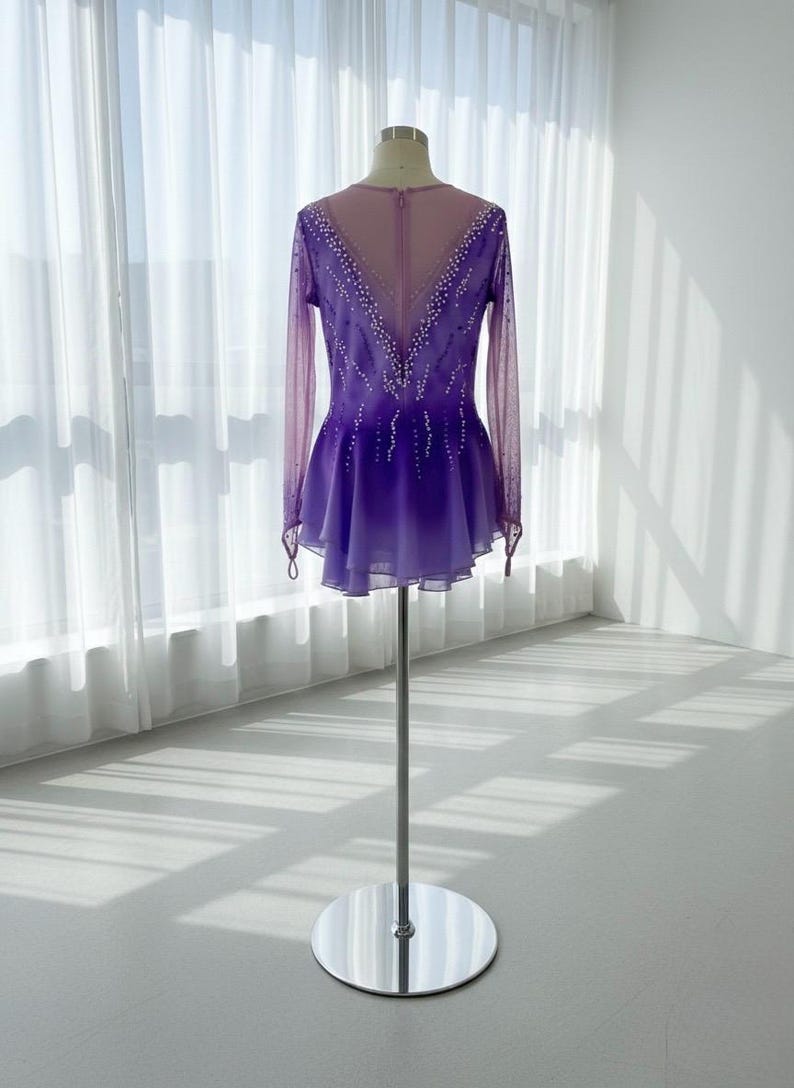 Puprle ombre colors figure skating dress, ice competition dress, Roller skate outfit, Show dance. image 2
